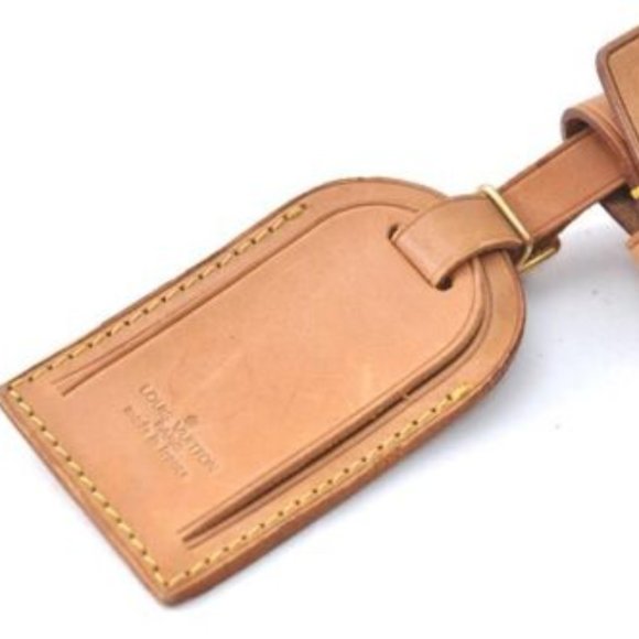 Vintage Louis Vuitton Luggage Tag Poignet Vachetta Leather Brass Gold Tan LV - Picture 11 of 14